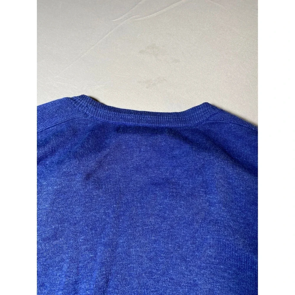 Banana Republic Mens Silk Linen V-Neck Sweater Blue Large RN54023